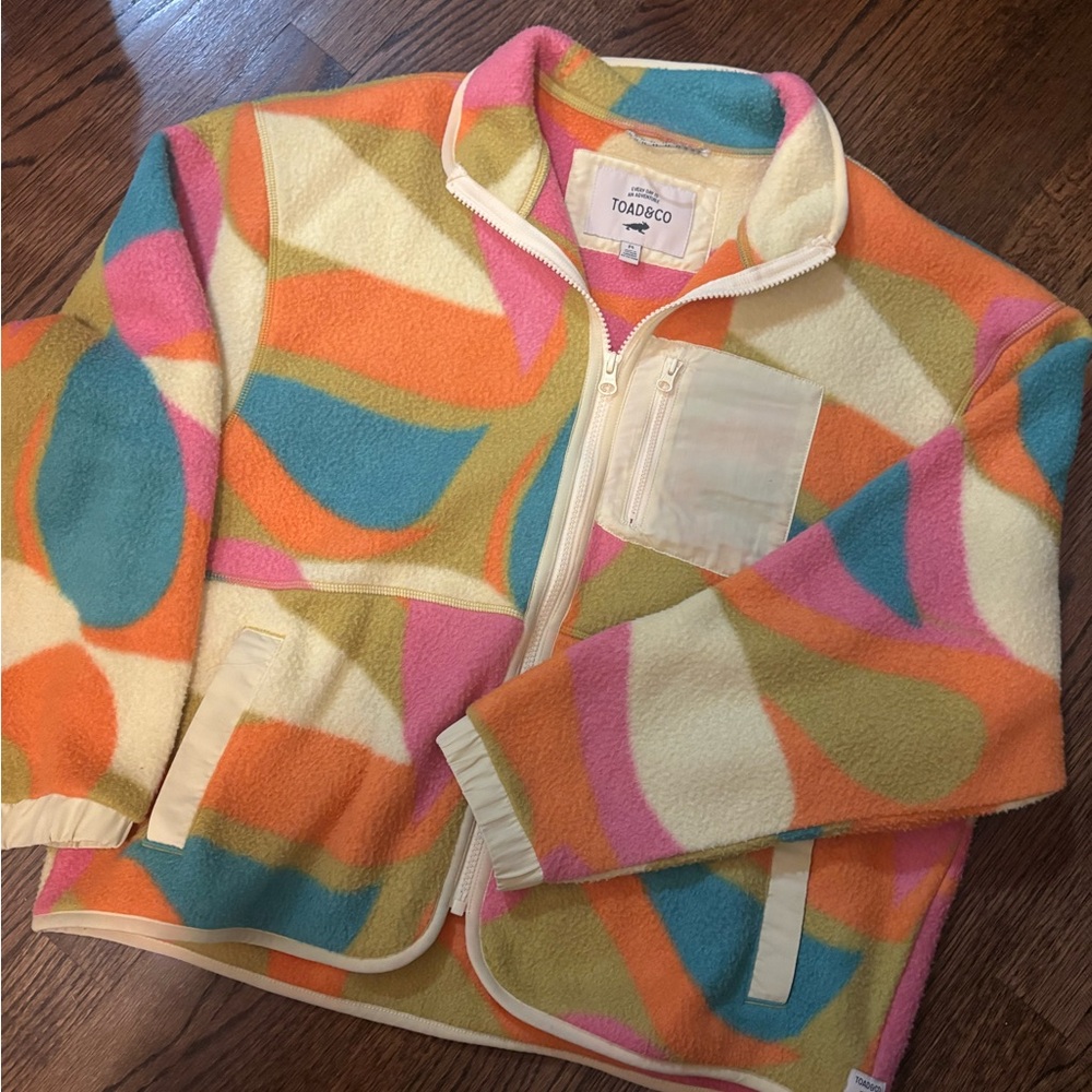 Toad&Co Colorful Fleece Jacket - Cream, Orange, Pink, Blue